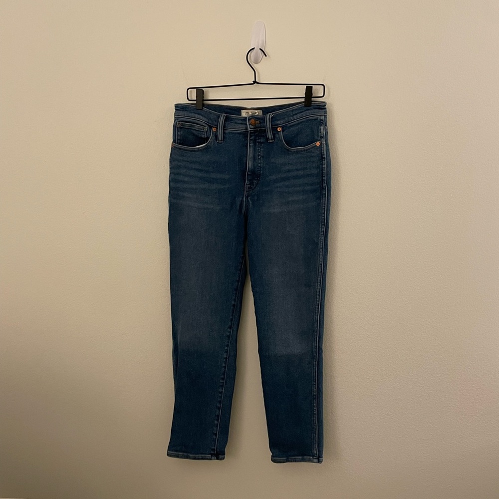 Madewell Stovepipe Dark Wash Cotton Blue High Rise Straight Leg Denim Jeans 29